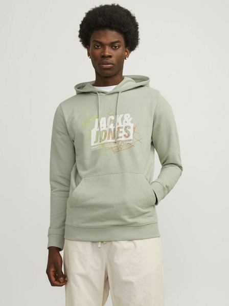Jack & Jones Svetlozelená pánska mikina s kapucňou Jack & Jones Map