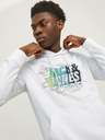 Jack & Jones Biela pánska mikina s kapucňou Jack & Jones Map