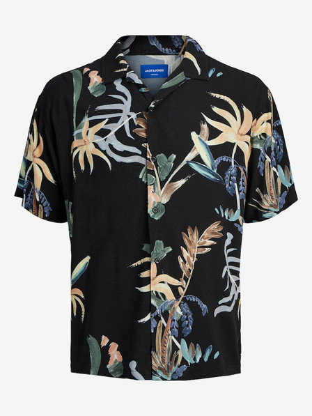 Jack & Jones Čierna pánska vzorovaná košeľa s krátkym rukávom Jack & Jones Luke