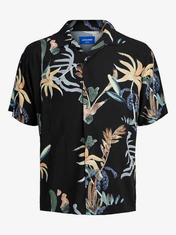 Jack & Jones Čierna pánska vzorovaná košeľa s krátkym rukávom Jack & Jones Luke