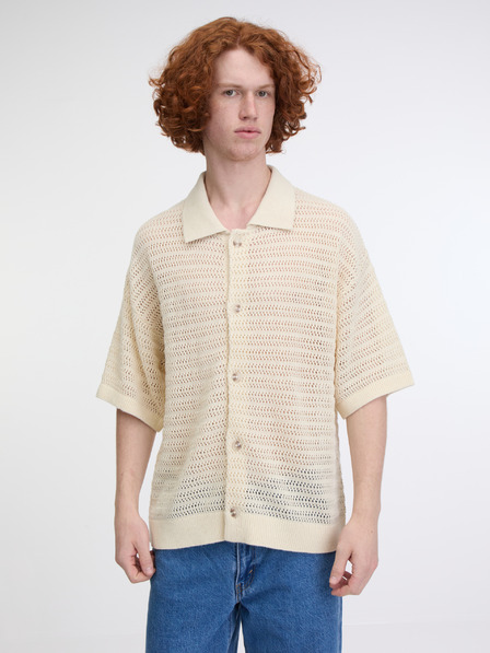 Jack & Jones Jack & Jones Club béžová pánska pletená košeľa