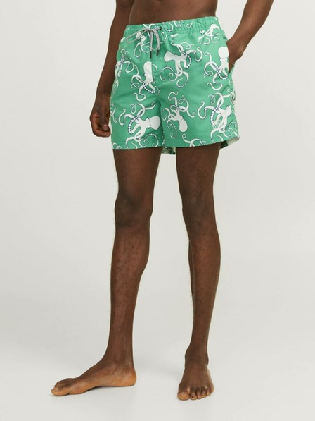 Jack & Jones Zelené pánske vzorované plavky Jack & Jones Fiji