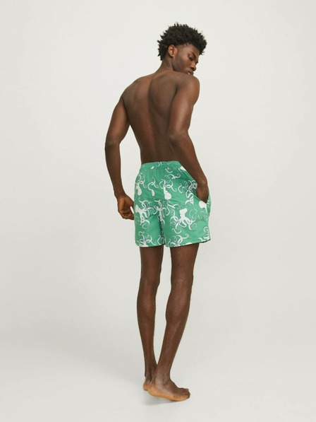 Jack & Jones Zelené pánske vzorované plavky Jack & Jones Fiji