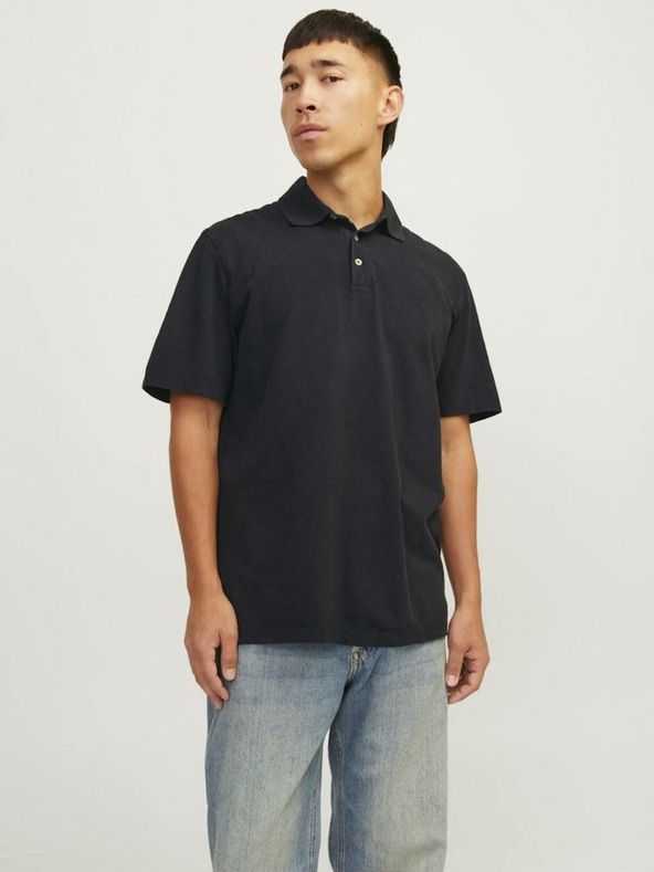 Jack & Jones Čierna pánska polokošeľa Jack & Jones William