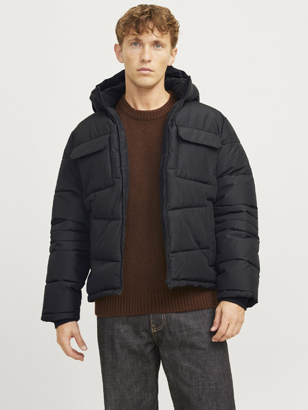 Jack & Jones Čierna pánska prešívaná bunda Jack & Jones Build
