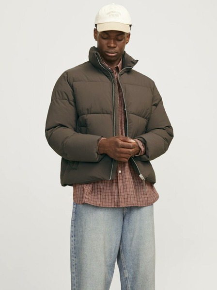 Jack & Jones Tmavohnedá pánska prešívaná bunda Jack & Jones Frederiks