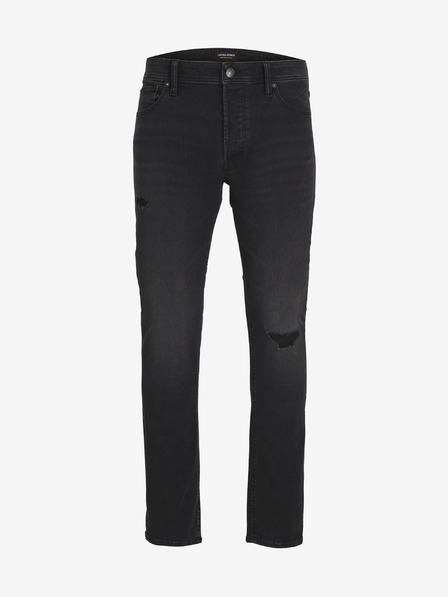 Jack & Jones Čierne pánske slim fit džínsy Jack & Jones Glenn