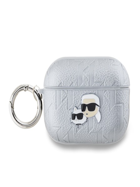 Karl Lagerfeld PU Embosované puzdro Karl a Choupette Heads pre AirPods Pro 2 Silver Karl Lagerfeld