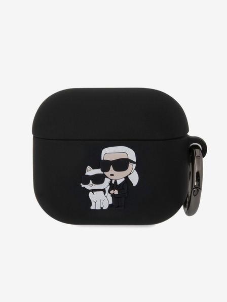 Karl Lagerfeld 3D logo NFT Karl and Choupette silikónové puzdro pre AirPods 3 čierne Karl Lagerfeld
