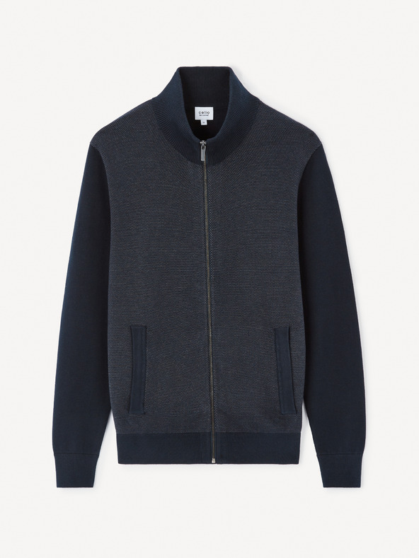 Celio Tmavomodrý pánsky sveter na zips Celio Jusnow slim