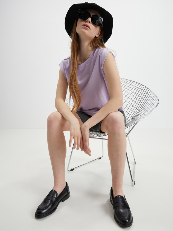 Vero Moda Svetlofialové dámske základné tričko VERO MODA Panna