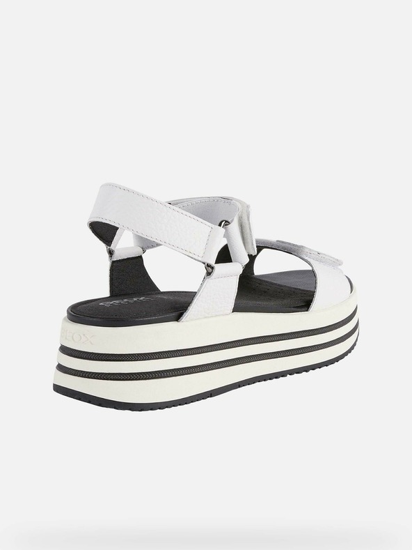 Geox Čiernobiele dámske kožené sandále na platforme Geox Kency