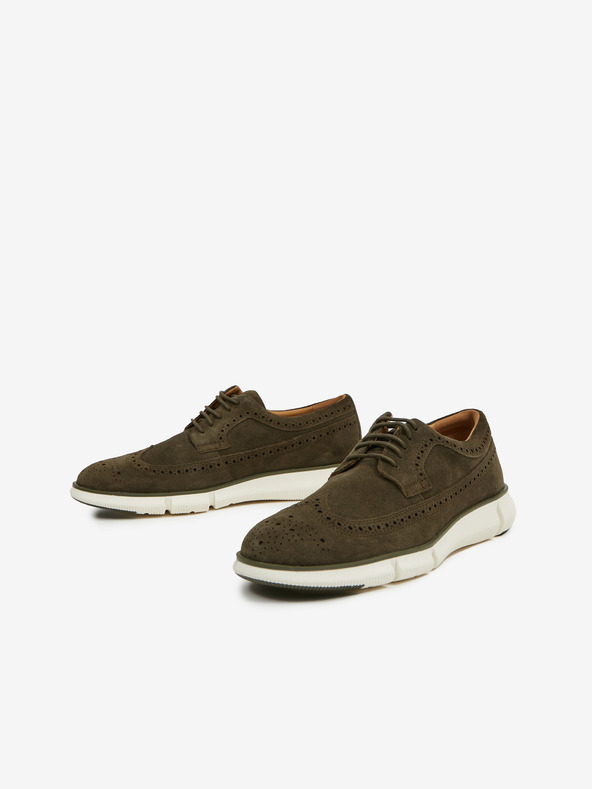 Geox Khaki pánske semišové spoločenské topánky Geox Adacter