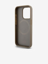 DKNY PU kožený zadný kryt Repeat Pattern Bottom Stripe MagSafe pre iPhone 15 Pro Max Brown DKNY