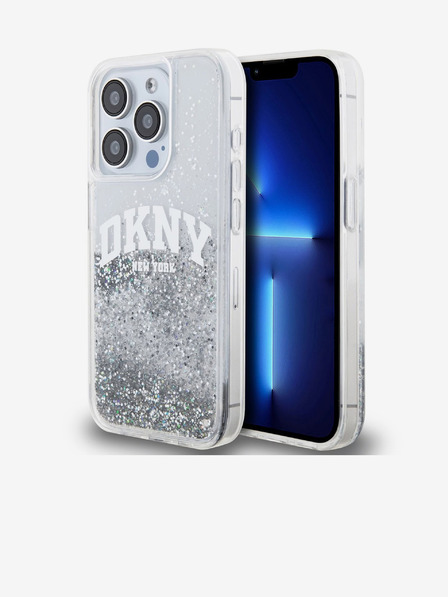 DKNY Liquid Glitter Arch Logo Zadný kryt pre iPhone 14 Pro Transparent DKNY
