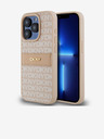 DKNY PU kožený zadný kryt Repeat Pattern Tonal Stripe pre iPhone 15 Pro Pink DKNY