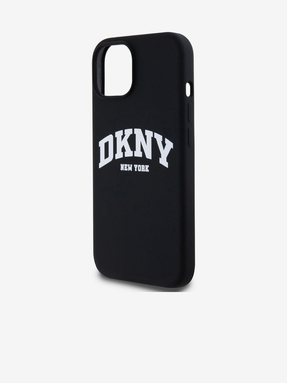 DKNY Tekutý silikónový zadný kryt MagSafe s oblúkovým logom pre iPhone 14 čierny DKNY