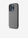 DKNY PU kožený strieborný kovový zadný kryt s logom Magsafe pre iPhone 15 Pro sivý DKNY