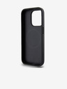 DKNY PU kožený strieborný kovový zadný kryt s logom Magsafe pre iPhone 15 Pro sivý DKNY