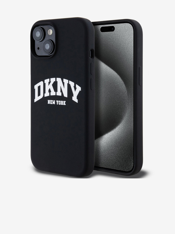 DKNY Liquid Silicone Arch Logo MagSafe zadný kryt pre iPhone 15 Black DKNY