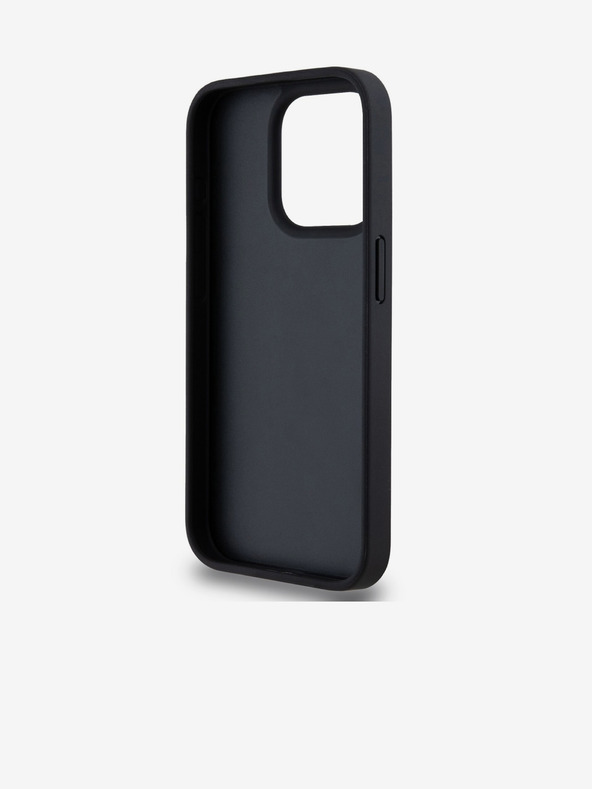 DKNY PU kožený zadný kryt s károvaným vzorom a pruhmi pre iPhone 13 Pro čierny DKNY