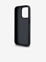 DKNY PU kožený zadný kryt s károvaným vzorom a pruhmi pre iPhone 13 Pro čierny DKNY