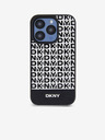 DKNY PU kožený zadný kryt Repeat Pattern Bottom Stripe MagSafe pre iPhone 13 Pro Max Black DKNY