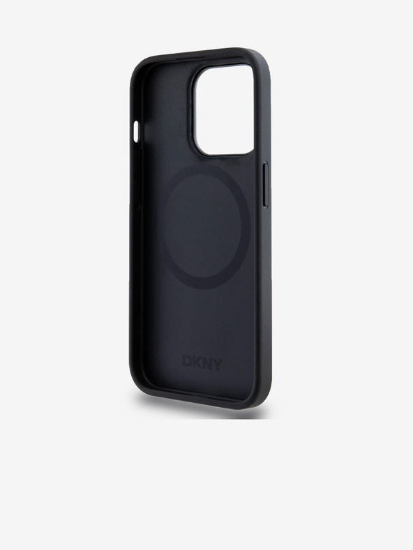 DKNY PU kožený zadný kryt s logom Magsafe pre iPhone 15 Pro čierny DKNY