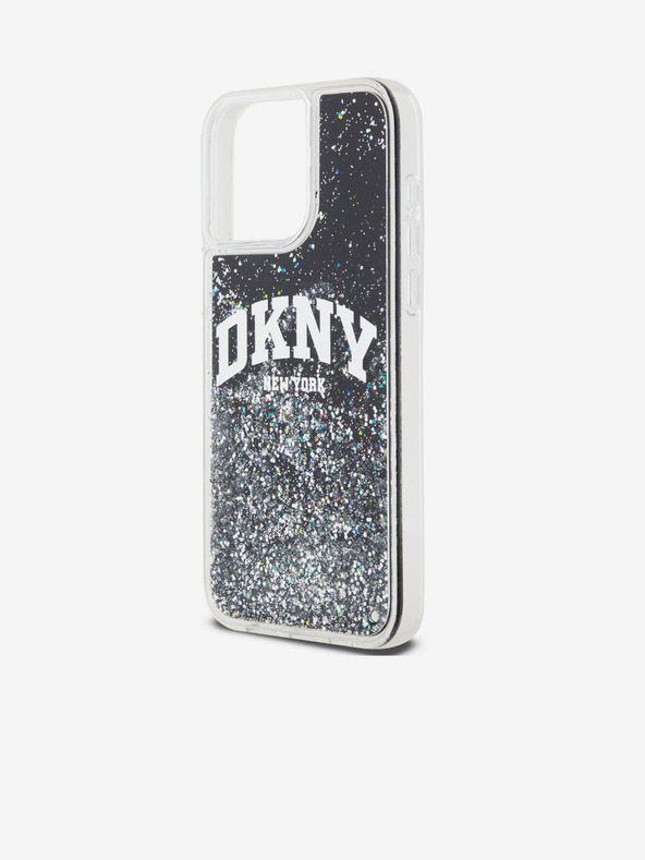 DKNY Liquid Glitter Arch Logo Zadný kryt pre iPhone 14 Pro Black DKNY