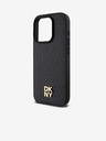DKNY PU kožený zadný kryt s opakujúcim sa vzorom Stack Logo Magsafe pre iPhone 15 Pro Max Black DKNY