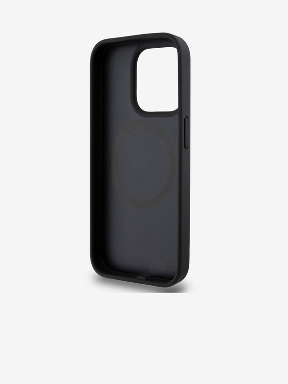 DKNY PU kožený zadný kryt s opakujúcim sa vzorom Stack Logo Magsafe pre iPhone 15 Pro Max Black DKNY