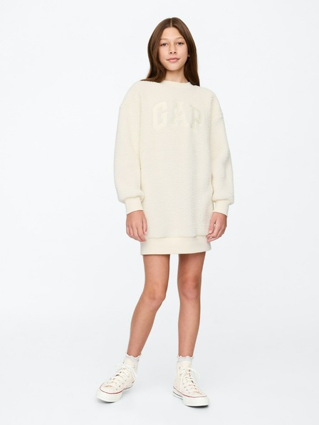 GAP Detské oversize mikinové šaty sherpa s logom GAP