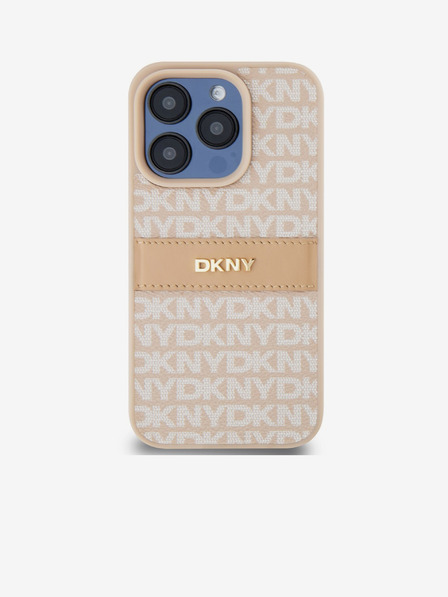 DKNY PU kožený zadný kryt s opakujúcim sa vzorom Tonal Stripe pre iPhone 15 Pro Max Pink DKNY