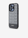 DKNY PU kožený zadný kryt Repeat Pattern Bottom Stripe MagSafe pre iPhone 14 Pro Black DKNY