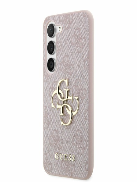 Guess PU 4G Metal Logo Zadní Kryt pro Samsung Galaxy S23 Pink Obal na telefón