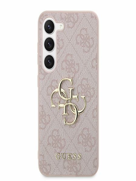 Guess PU 4G Metal Logo Zadní Kryt pro Samsung Galaxy S23 Pink Obal na telefón