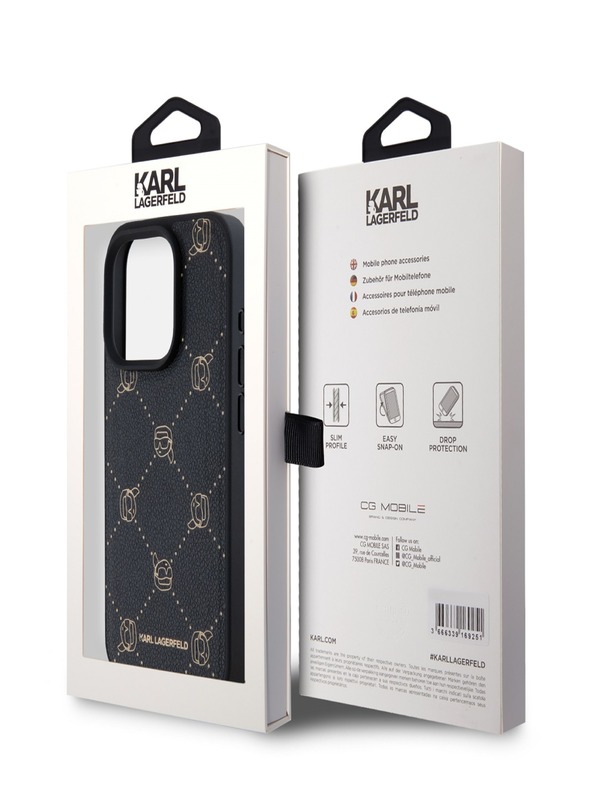 Karl Lagerfeld PU Karl Heads Pattern Magsafe zadný kryt pre iPhone 15 Pro Max Black Karl Lagerfeld