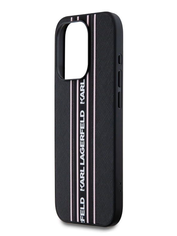 Karl Lagerfeld PU Saffiano Athleisure Stripe and Strap Back Cover pre iPhone 15 Pro Max Pink Karl Lagerfeld