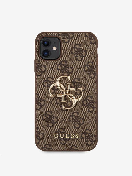 Guess Guess PU 4G kovové logo zadný kryt pre iPhone 11 hnedý