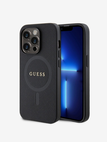 Guess PU Saffiano MagSafe Zadní Kryt pro iPhone 15 Pro Max Black Obal na telefón