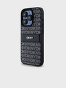 DKNY PU kožený zadný kryt Repeat Pattern Tonal Stripe pre iPhone 15 Pro Max Black DKNY