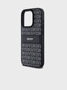 DKNY PU kožený zadný kryt Repeat Pattern Tonal Stripe pre iPhone 15 Pro Max Black DKNY