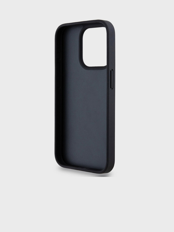 DKNY PU kožený zadný kryt Repeat Pattern Tonal Stripe pre iPhone 15 Pro Max Black DKNY