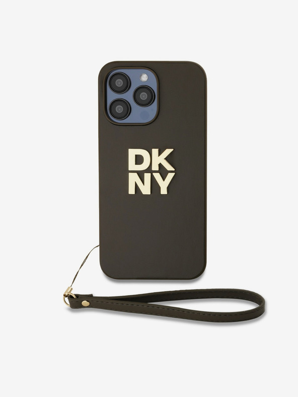 DKNY PU kožený zadný kryt na iPhone 14 Pro hnedý DKNY