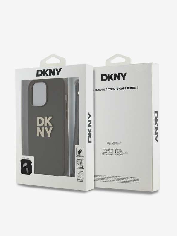 DKNY PU kožený zadný kryt na iPhone 14 Pro hnedý DKNY