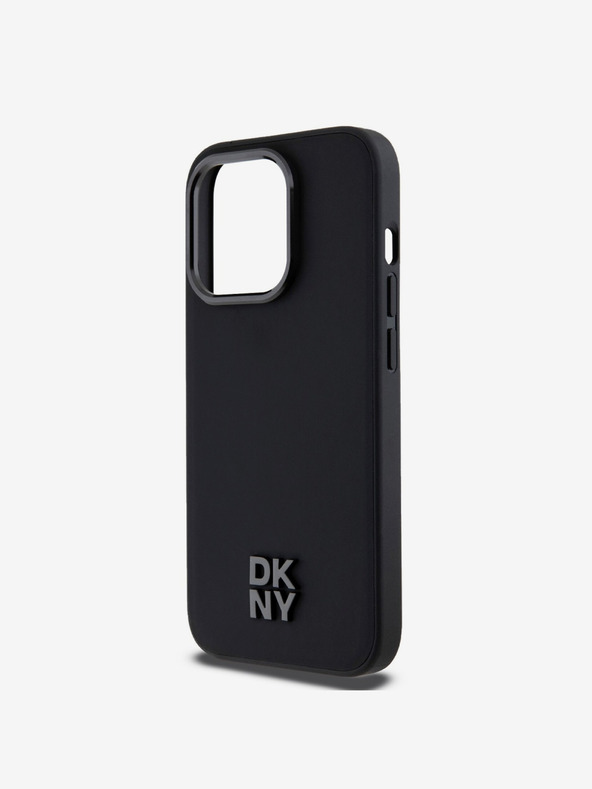 DKNY PU Leather Stack Logo Magsafe zadný kryt pre iPhone 15 Pro Max Black DKNY