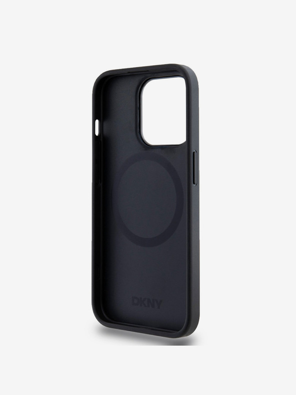 DKNY PU Leather Stack Logo Magsafe zadný kryt pre iPhone 15 Pro Max Black DKNY