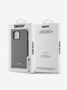 DKNY PU kožený strieborný kovový zadný kryt s logom Magsafe pre iPhone 14 sivý DKNY