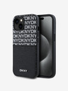 DKNY PU kožený zadný kryt Repeat Pattern Card Pocket pre iPhone 15 Black DKNY
