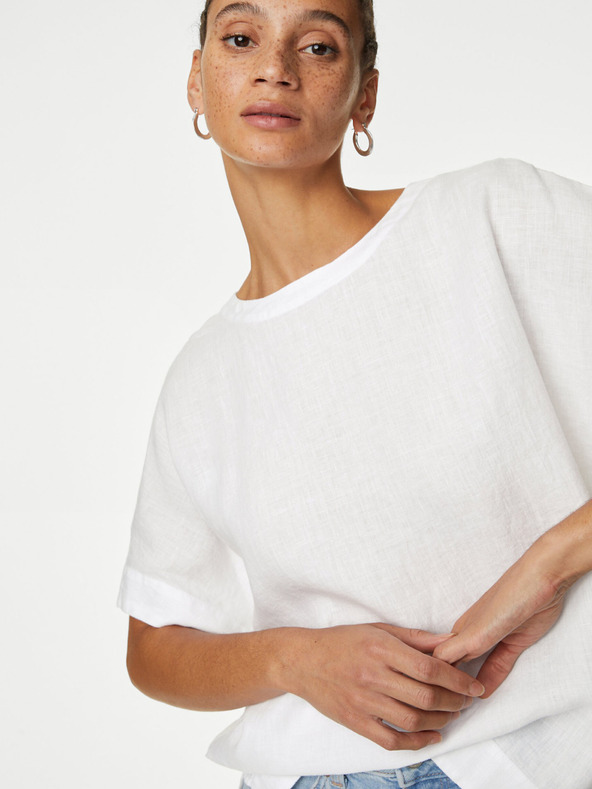 Marks & Spencer Biela dámska blúzka s ľanom Marks & Spencer